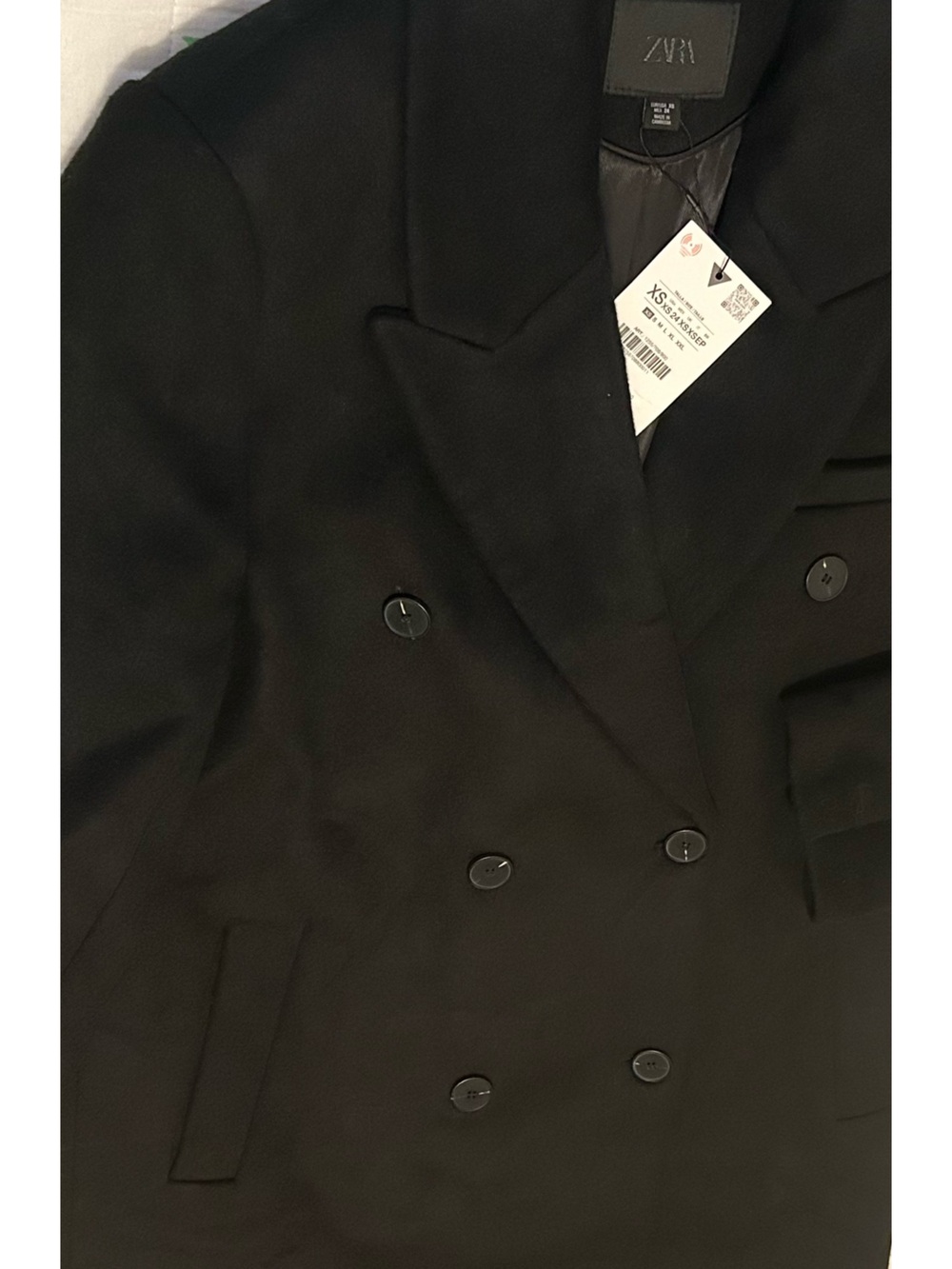 Zara Long wool blend Black Double-Breasted Coat - Picture 12 of 15